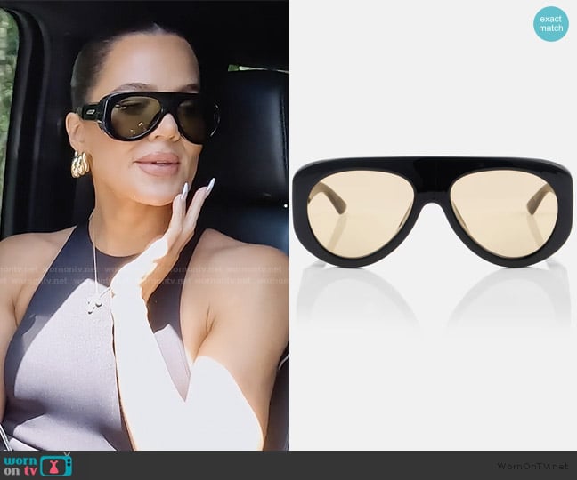 Bottega Veneta Osservatorio oversized aviator-style acetate sunglasses worn by Khloe Kardashian (Khloe Kardashian) on The Kardashians