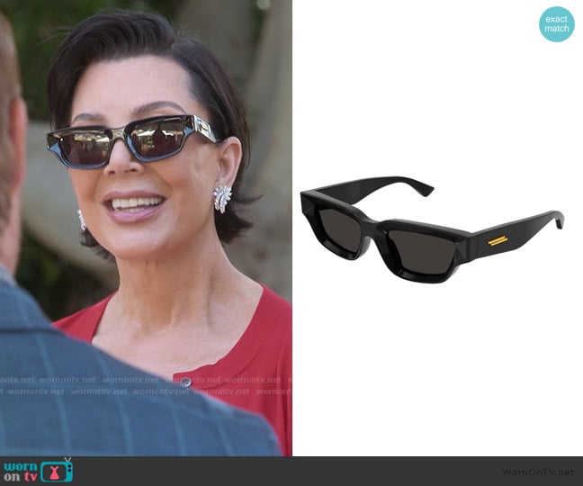 Bottega Veneta Rectangle Frame Sunglasses worn by Kris Jenner (Kris Jenner) on The Kardashians