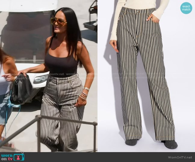 Bottega Veneta Striped Straight-Leg Jeans worn by Lisa Barlow on The Real Housewives of Salt Lake City