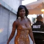 Bozoma's brown latex top and pants on The Real Housewives of Beverly Hills