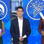 Brian Cheung’s white sneakers with red tag on Today