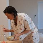 Bronwyn’s fish print short sleeve shirt and shorts on The Real Housewives of Salt Lake City