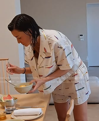 Bronwyn's fish print short sleeve shirt and shorts on The Real Housewives of Salt Lake City