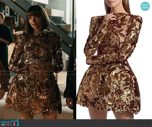 Bronx and Banco Aurelia Floral-Sequined Minidress worn by Maddison (Nicole LaLiberte) on Elsbeth