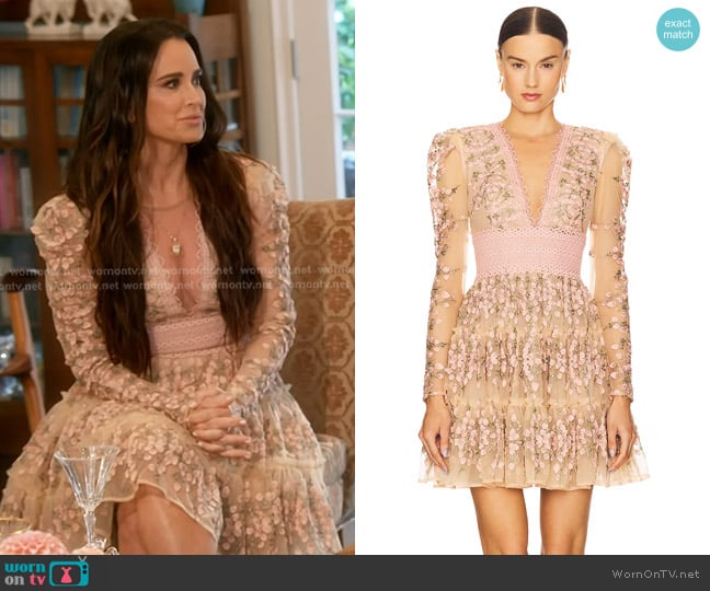 Bronx and Banco Megan Mini Dress in Rose worn by Kyle Richards on The Real Housewives of Beverly Hills