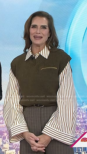 Brooke Shields’s striped shirt and knit vest on Today