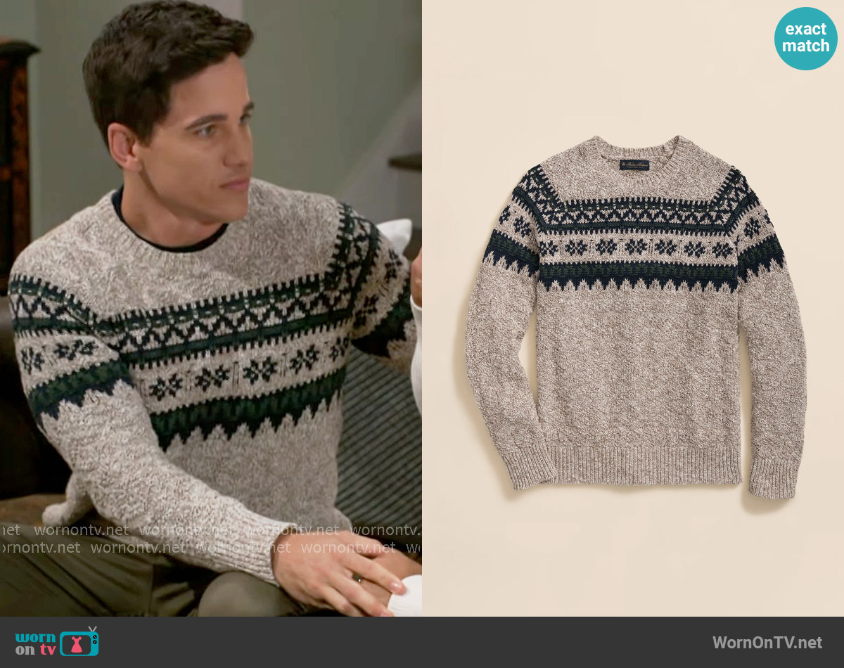 Brooks Brothers Cotton Fair Isle Sweater worn by Bradley 'Smitty' Smith (Mike Manning) on Beyond the Gates