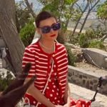 Bronwyn’s red striped cardigan and polka dot dress on The Real Housewives of Salt Lake City