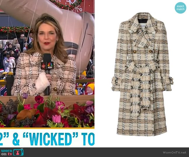 Burberry Check Bouclé Coat in fossil worn by Savannah Guthrie on Today