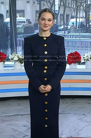 Cailee Spaeny’s navy button down jacket and skirt on Today