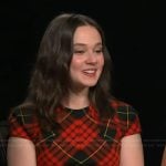 Cailee Spaeny’s red plaid dress on Access Hollywood