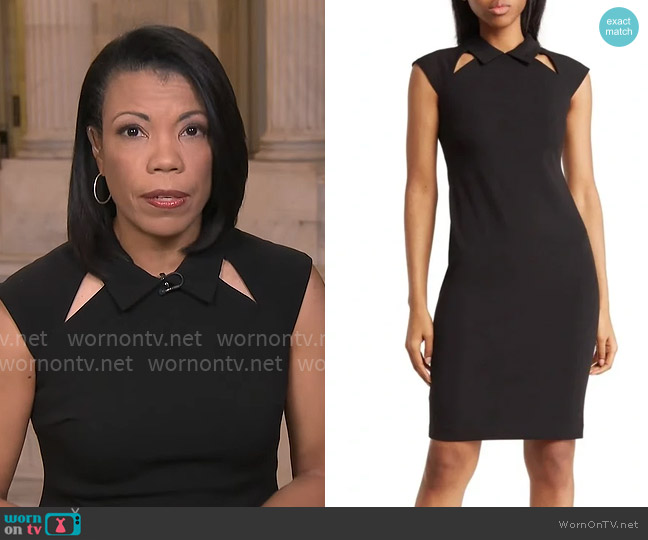 Calvin Klein Cutout Collar Sheath Dress worn by Nikole Killion on CBS Mornings