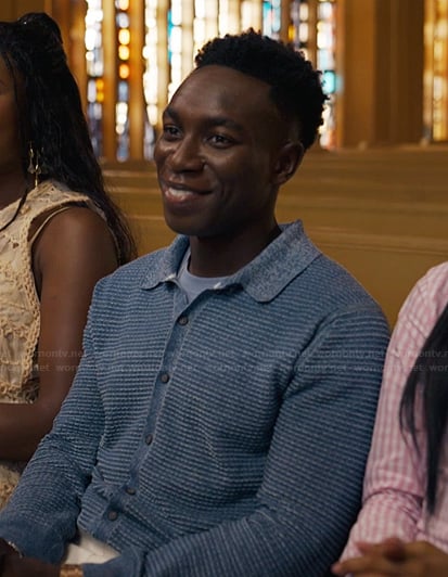 Carlton's blue knit cardigan on Bel-Air