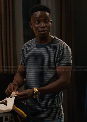 Carlton's blue striped tee on Bel-Air