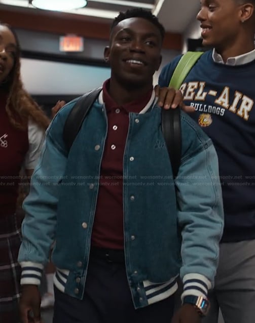 Carlton's denim bomber jacket on Bel-Air