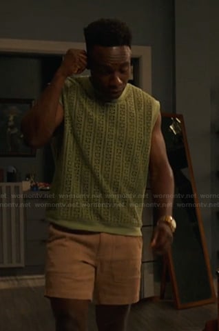 Carlton's green open knit vest on Bel-Air