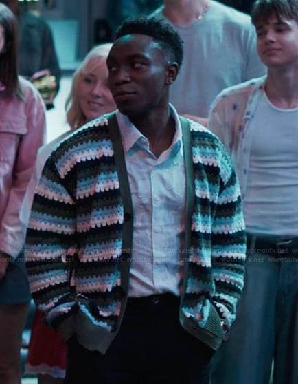Carlton's green stripe knit cardigan on Bel-Air