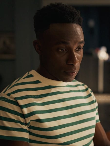 Carlton's green stripe tee on Bel-Air