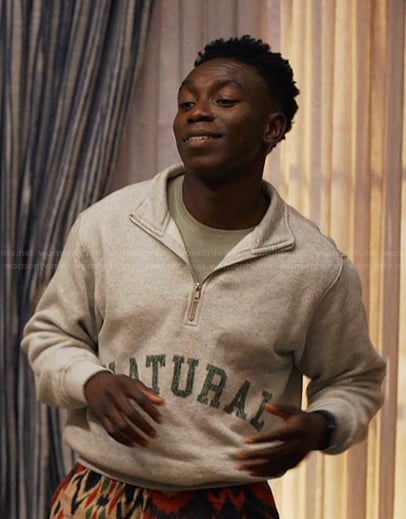 Carlton’s Natural sweatshirt and printed pants on Bel-Air