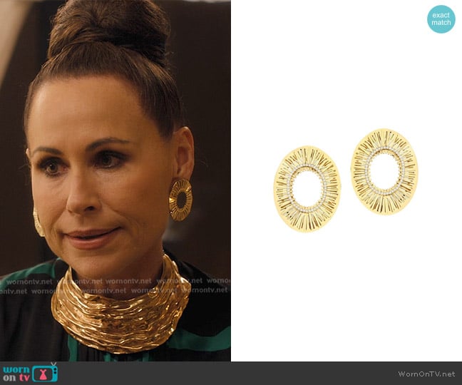 Carol Kauffmann Large Oval Explosion Earrings worn by Princess Jane (Minnie Driver) on Emily in Paris
