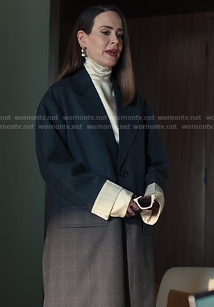 Carr's grey plaid coat on Alls Fair