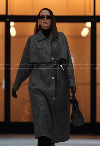 Carr's grey plaid trench coat on Alls Fair