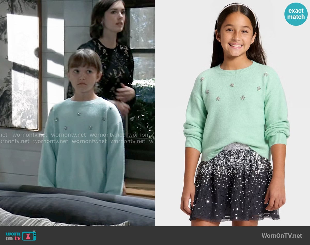 Scout’s mint green embellished sweater on General Hospital