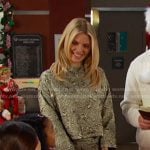 Cat’s metallic floral top and pants on Days of our Lives