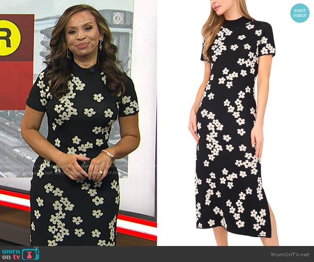 Cece Midi Floral Jaquard Knit Dress worn by Adelle Caballero on Today