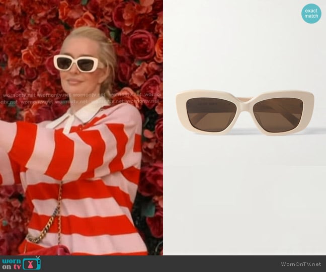 Celine Triomphe 55mm Rectangular Sunglasses in Ivory worn by Erika Jayne on The Real Housewives of Beverly Hills