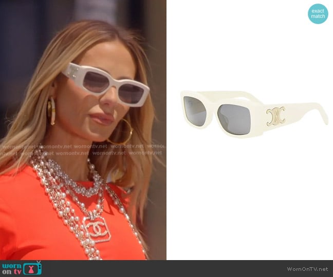 Celine Triomphe Square Sunglasses in Ivory worn by Dorit Kemsley on The Real Housewives of Beverly Hills