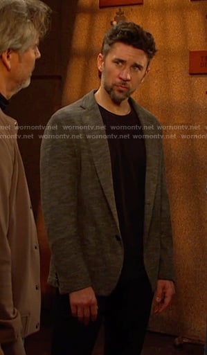 Chad's grey marled patch pocket blazer on Days of our Lives