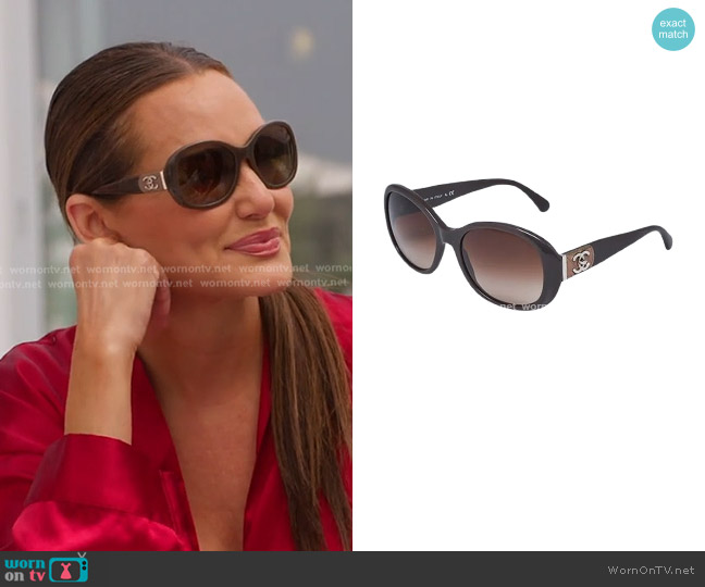 Chanel 5235 Round Sunglasses in Taupe Brown worn by Meredith Marks on The Real Housewives of Salt Lake City