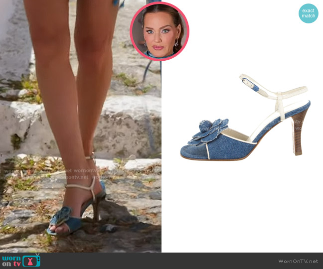 Chanel Floral Applique Denim Heels worn by Meredith Marks on The Real Housewives of Salt Lake City