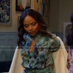 Chanel’s green abstract print keyhole dress on Days of our Lives