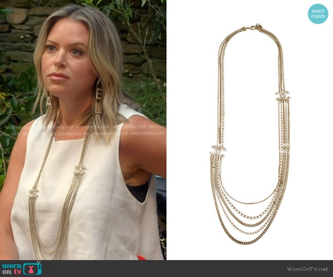 Chanel Strass CC Multi Strand Long Necklace worn by Amanda Frances on The Real Housewives of Beverly Hills
