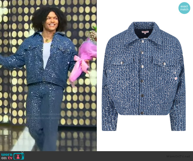 Charles Jeffrey Loverboy Sequin-embellished denim jacket worn by Miles Moon on Tamron Hall Show