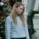 Charlotte’s blue cable knit sweater on General Hospital