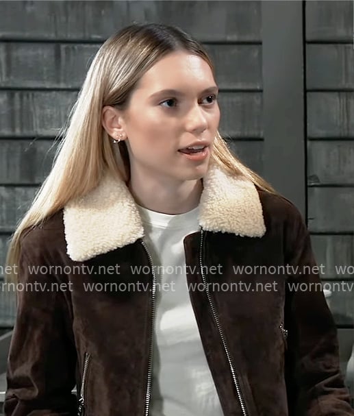 Charlotte's brown suede jacket on General Hospital
