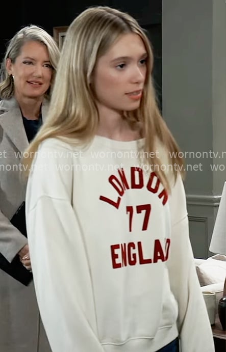 Charlotte’s LONDON sweatshirt on General Hospital