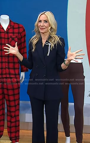 Chassie's navy double breasted blazer and flare pants on Today