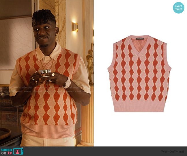 Chateau Orlando Merino wool-mix Ziggy vest worn by Julien (Samuel Arnold) on Emily in Paris