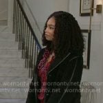 Chelsea’s black fleece coat on Beyond the Gates