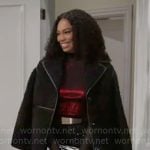 Chelsea’s black fleece coat on Beyond the Gates