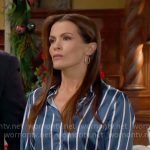 Chelsea’s blue striped button down shirt on The Young and the Restless