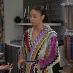 Chelsea’s chevron striped robe on Beyond the Gates