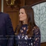 Chelsea’s navy crochet sweater on The Young and the Restless