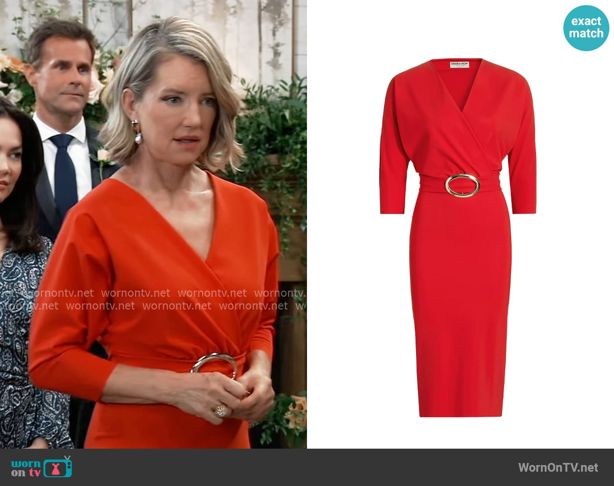 Chiara Boni La Petite Robe Nastia Dress in Passion worn by Nina Reeves (Cynthia Watros) on General Hospital