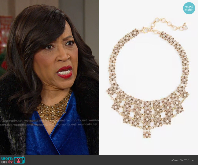 Chico's Sparkle Lace Bib Necklace worn by Paulina Price (Jackée Harry) on Days of our Lives