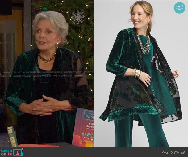 Chico's Travelers™ Collection Burnout Velvet Jacket worn by Julie Olson Williams (Susan Seaforth Hayes) on Days of our Lives
